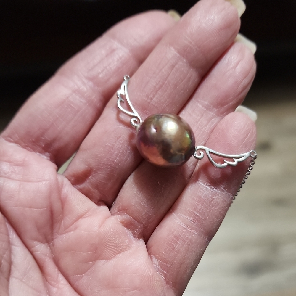 Winged Sterling Silver Pearl Necklace Custom Made